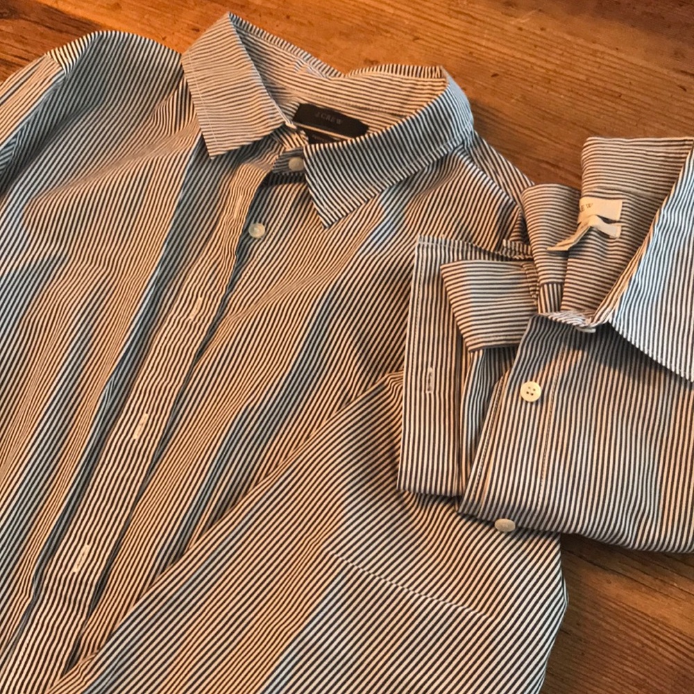 J Crew black and white striped blouse